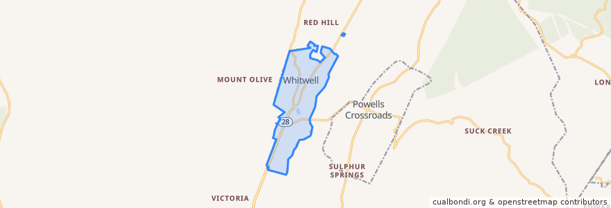 Mapa de ubicacion de Whitwell.