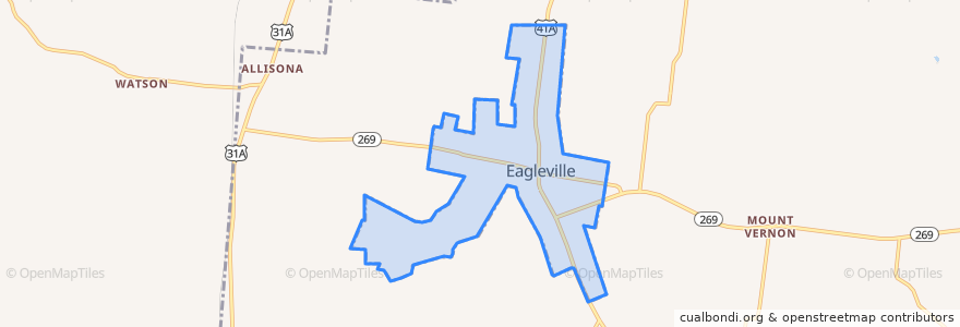 Mapa de ubicacion de Eagleville.