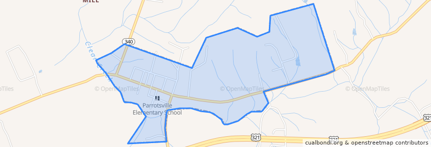 Mapa de ubicacion de Parrottsville.