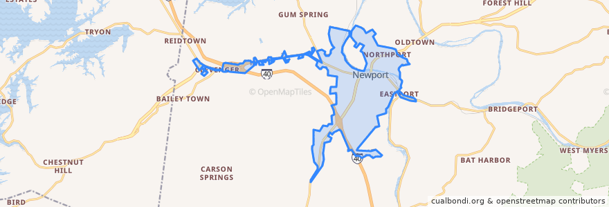 Mapa de ubicacion de Newport.