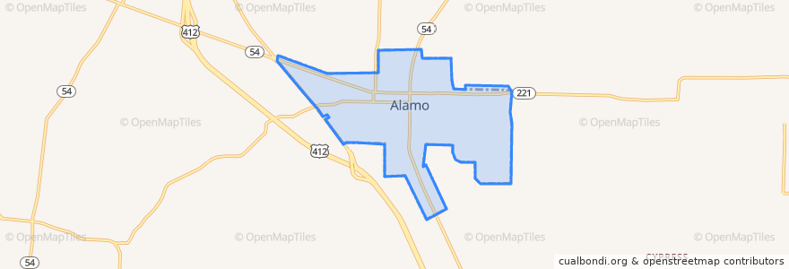 Mapa de ubicacion de Alamo.