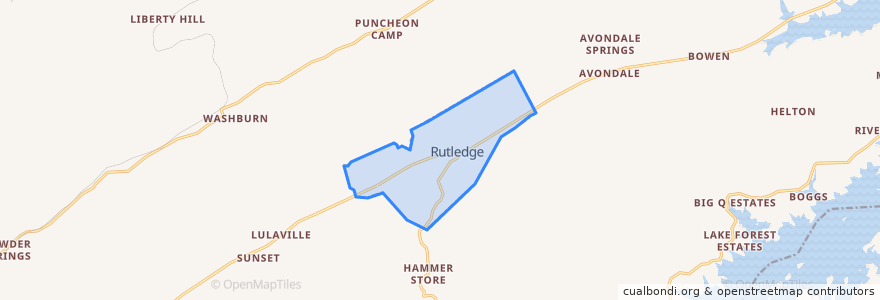 Mapa de ubicacion de Rutledge.