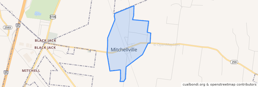 Mapa de ubicacion de Mitchellville.