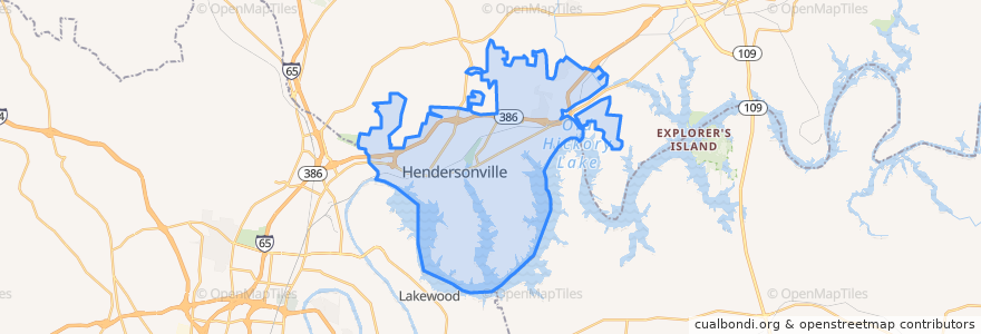 Mapa de ubicacion de Hendersonville.