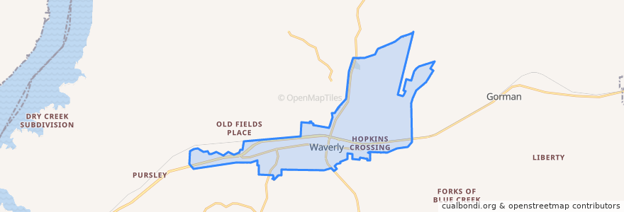 Mapa de ubicacion de Waverly.