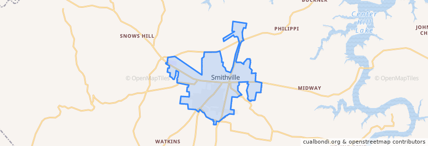 Mapa de ubicacion de Smithville.