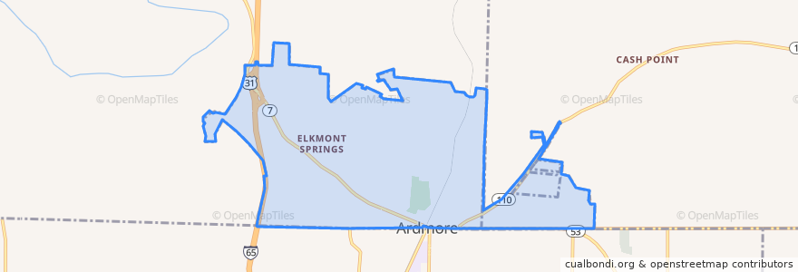 Mapa de ubicacion de Ardmore.