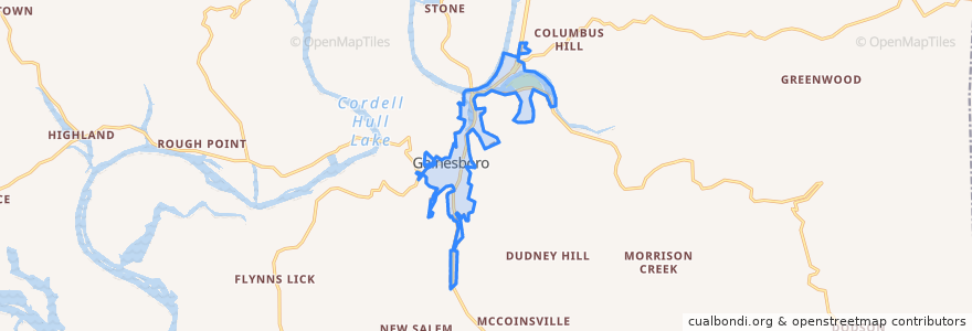 Mapa de ubicacion de Gainesboro.