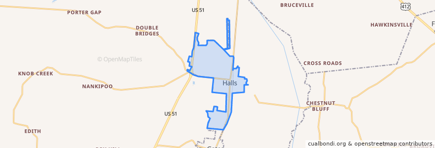 Mapa de ubicacion de Halls.