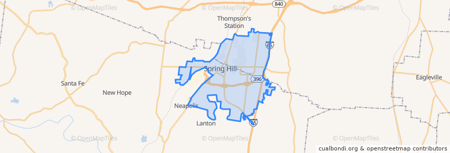 Mapa de ubicacion de Spring Hill.