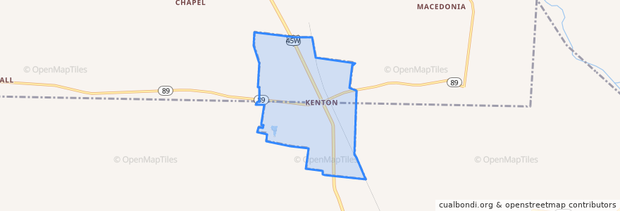 Mapa de ubicacion de Kenton.