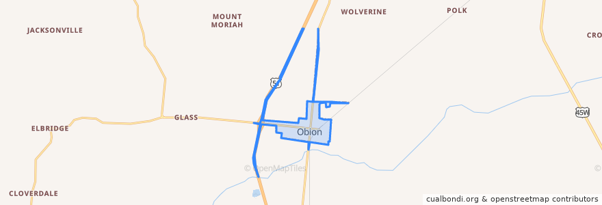 Mapa de ubicacion de Obion.