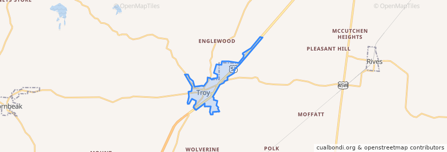 Mapa de ubicacion de Troy.