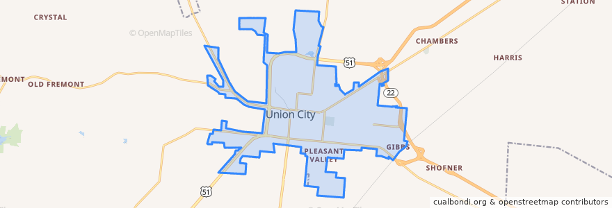 Mapa de ubicacion de Union City.