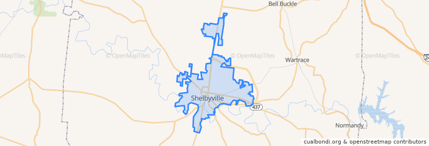 Mapa de ubicacion de Shelbyville.