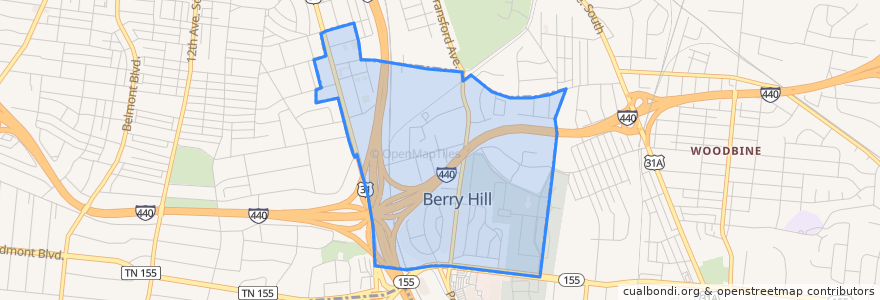 Mapa de ubicacion de Berry Hill.