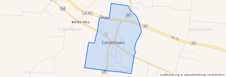 Mapa de ubicacion de Centertown.