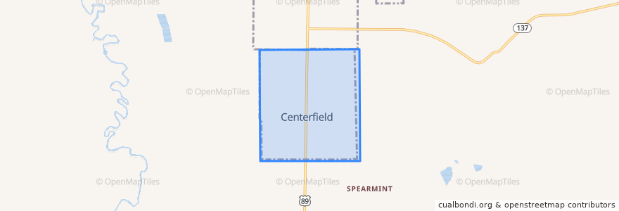 Mapa de ubicacion de Centerfield.