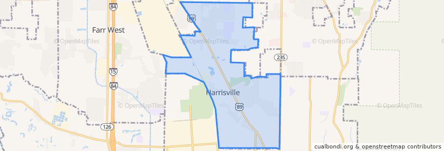Mapa de ubicacion de Harrisville.