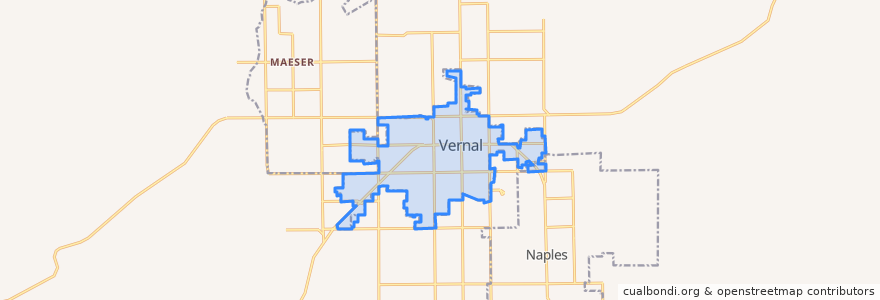 Mapa de ubicacion de Vernal.