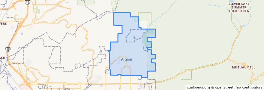 Mapa de ubicacion de Alpine.