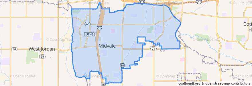 Mapa de ubicacion de Midvale.