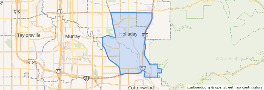 Mapa de ubicacion de Holladay.