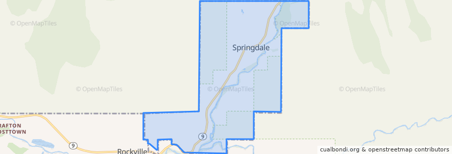 Mapa de ubicacion de Springdale.