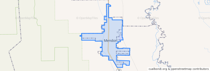 Mapa de ubicacion de Mendon.