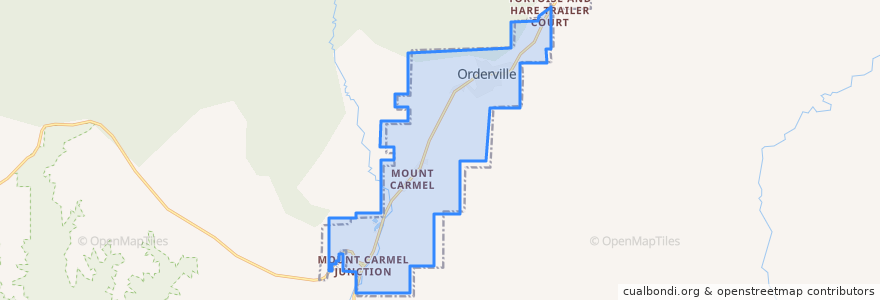 Mapa de ubicacion de Orderville.