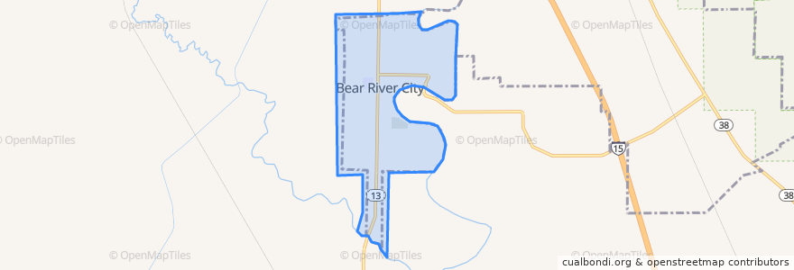 Mapa de ubicacion de Bear River City.
