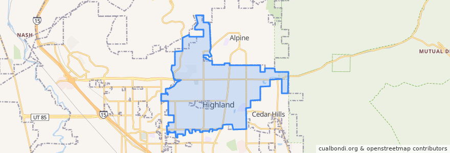 Mapa de ubicacion de Highland.