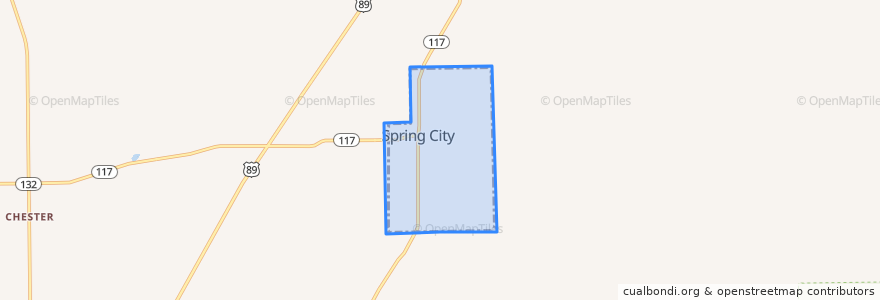 Mapa de ubicacion de Spring City.