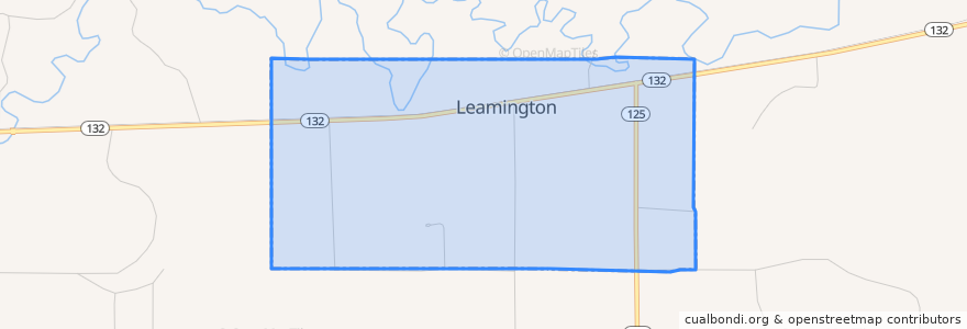 Mapa de ubicacion de Leamington.