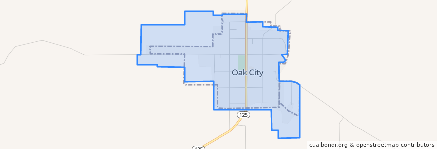 Mapa de ubicacion de Oak City.