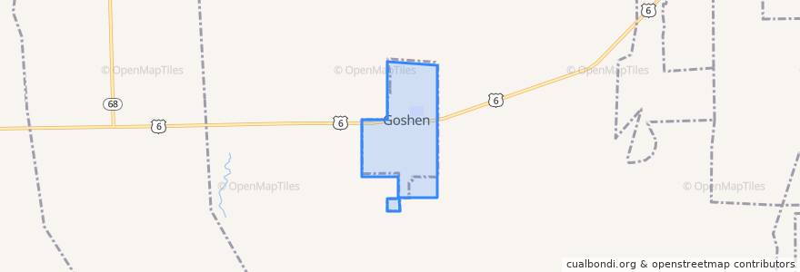 Mapa de ubicacion de Goshen.