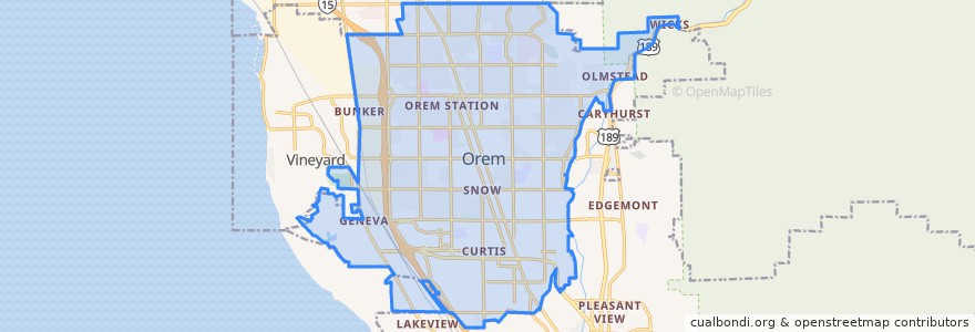 Mapa de ubicacion de Orem.