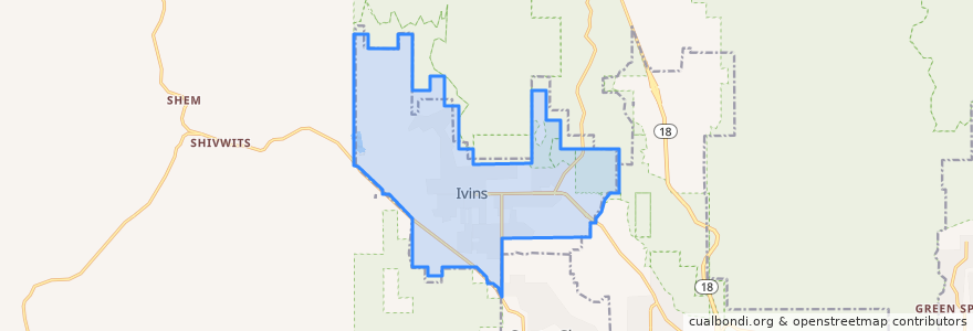 Mapa de ubicacion de Ivins.