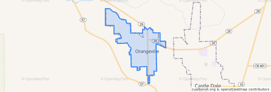 Mapa de ubicacion de Orangeville.