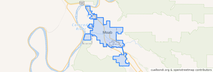 Mapa de ubicacion de Moab.