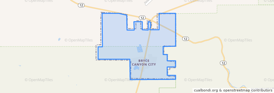 Mapa de ubicacion de Bryce Canyon City.