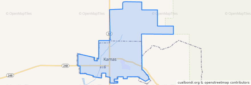 Mapa de ubicacion de Kamas.
