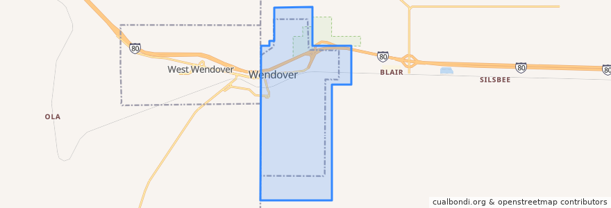Mapa de ubicacion de Wendover.