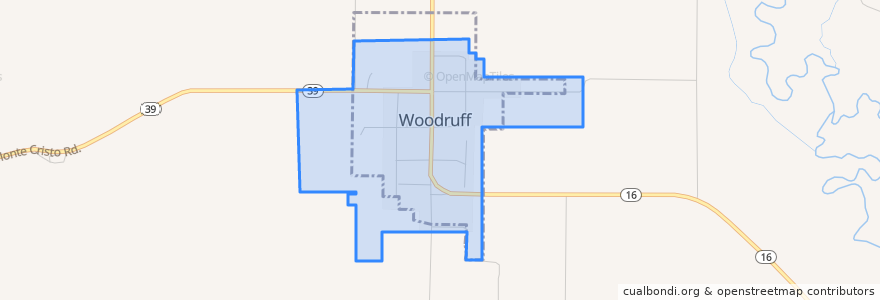 Mapa de ubicacion de Woodruff.
