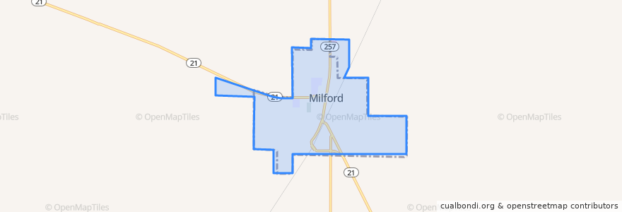 Mapa de ubicacion de Milford.