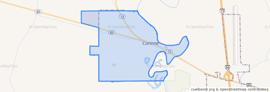 Mapa de ubicacion de Corinne.