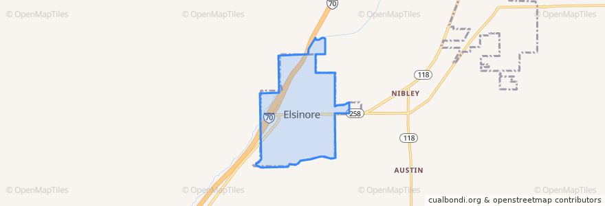 Mapa de ubicacion de Elsinore.
