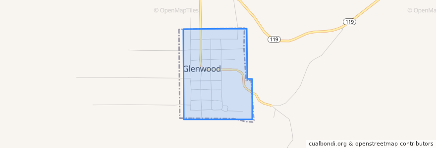 Mapa de ubicacion de Glenwood.