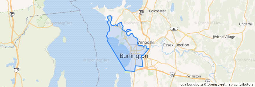 Mapa de ubicacion de Burlington.