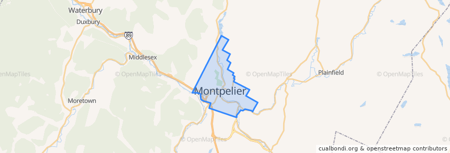 Mapa de ubicacion de Montpelier.